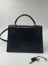 Sold-HERMES Kelly 32 Box Calf Leather Black GHW