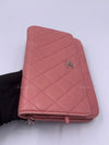 CHANEL Lambskin Wallet-on-the-chain WOC Crossbody Flap Bag - Pink Silver Hardware