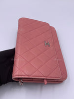 CHANEL Lambskin Wallet-on-the-chain WOC Crossbody Flap Bag - Pink Silver Hardware