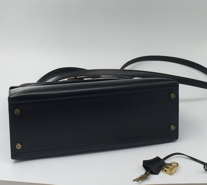 Sold-HERMES Kelly 32 Box Calf Leather Black GHW