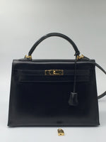 HERMES Kelly 32 Box Calf Leather Black GHW