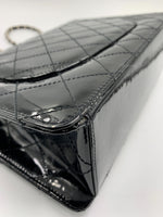 CHANEL Black Patent Leather Jumbo Size Flap Shoulder Bag Crossbody - Silver Hardware