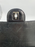 CHANEL Black Patent Leather Jumbo Size Flap Shoulder Bag Crossbody - Silver Hardware