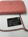 CHANEL Lambskin Wallet-on-the-chain WOC Crossbody Flap Bag - Pink Silver Hardware