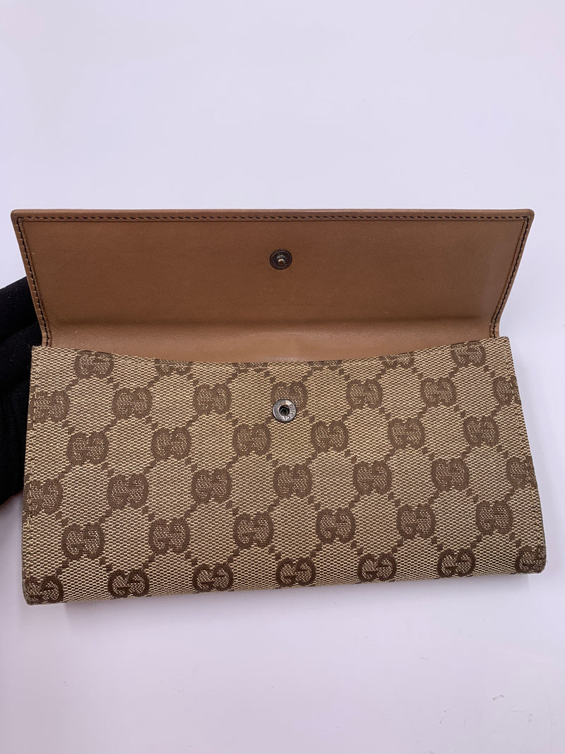 Sold-GUCCI GG Brown Long Wallet