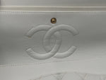 Sold-CHANEL Classic Lambskin Double Chain Double Flap Bag 25 white/gold