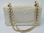 Sold-CHANEL Classic Lambskin Double Chain Double Flap Bag 25 white/gold