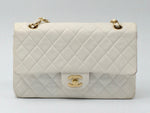 Sold-CHANEL Classic Lambskin Double Chain Double Flap Bag 25 white/gold