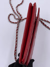 Sold-CHANEL Lambskin Wallet-on-the-chain WOC Crossbody Flap Bag - Red Silver Hardware