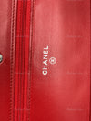 Sold-CHANEL Lambskin Wallet-on-the-chain WOC Crossbody Flap Bag - Red Silver Hardware