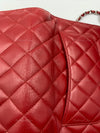 Sold-CHANEL Lambskin Wallet-on-the-chain WOC Crossbody Flap Bag - Red Silver Hardware