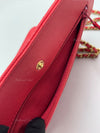 CHANEL Caviar Chevron Ancient Greek Charms Wallet-on-the-chain WOC Crossbody Flap Bag - Red Gold Hardware