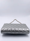 Sold-CHANEL Classic Quilted Flap Metallic Silver Calfskin Shoulder Bag/Clutch