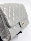 Sold-CHANEL Classic Quilted Flap Metallic Silver Calfskin Shoulder Bag/Clutch