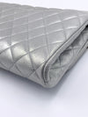 Sold-CHANEL Classic Quilted Flap Metallic Silver Calfskin Shoulder Bag/Clutch