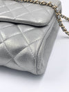 Sold-CHANEL Classic Quilted Flap Metallic Silver Calfskin Shoulder Bag/Clutch