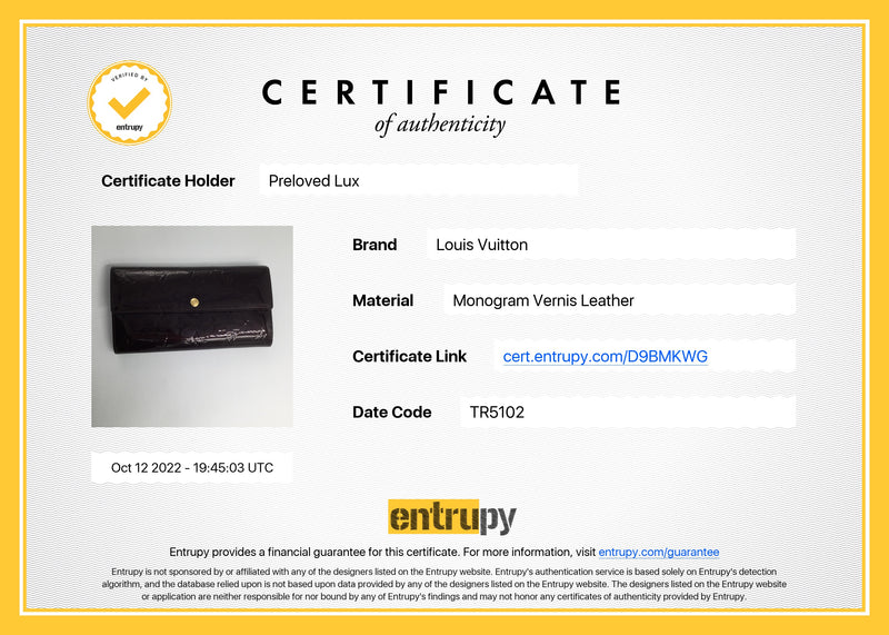 Sold-Louis Vuitton Vernis Purple Sarah Long Wallet