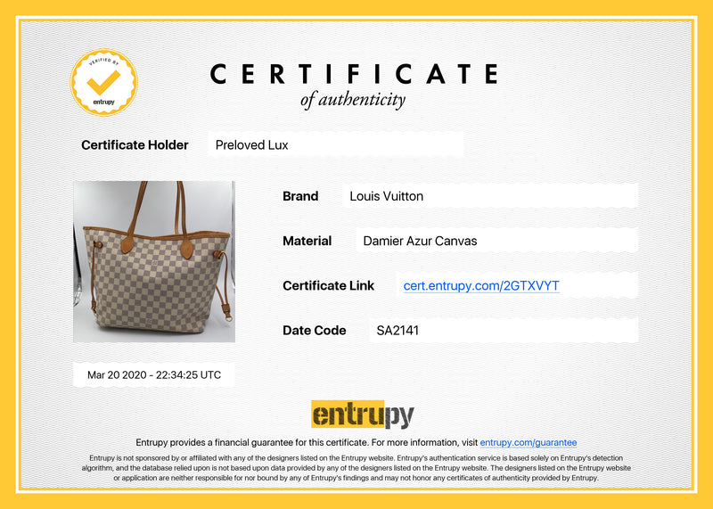 Sold-LOUIS VUITTON Damier Azur Neverfull MM