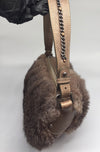 Sold-CHANEL Outdoor Ligne Hobo Fur with Leather Medium grey/brown