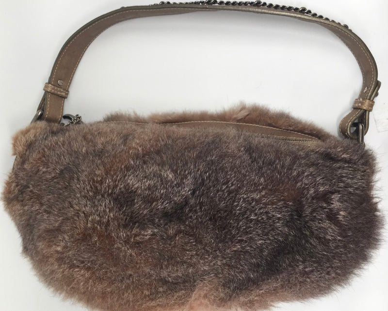 Sold-CHANEL Outdoor Ligne Hobo Fur with Leather Medium grey/brown