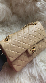 Sold-CHANEL Small Classic Double Flap Shoulder bag - Beige - Gold Hardware/Vintage