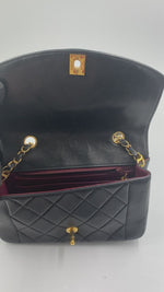 Sold-CHANEL Lambskin Small Diana Single Chain Single Flap Bag Black/gold