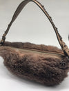 Sold-CHANEL Outdoor Ligne Hobo Fur with Leather Medium grey/brown