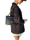 Sold-CHANEL Classic Lambskin Double Chain Double Flap Medium Square Bag Black / Gold Hardware