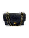 Sold-CHANEL Vintage Lambskin Medium/Large Single Flap Bag black/gold hardware