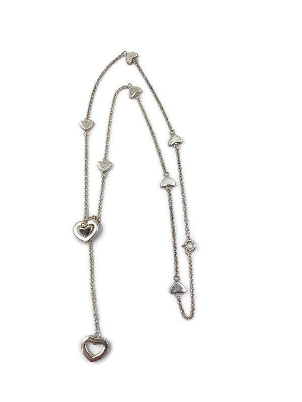 Sold-Tiffany 
Co 925 Silver Multiple Heart Lariat Necklace