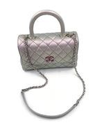 Sold-CHANEL Classic Iridescent Purple Caviar Small Coco Handle Bag in Silver Hardware