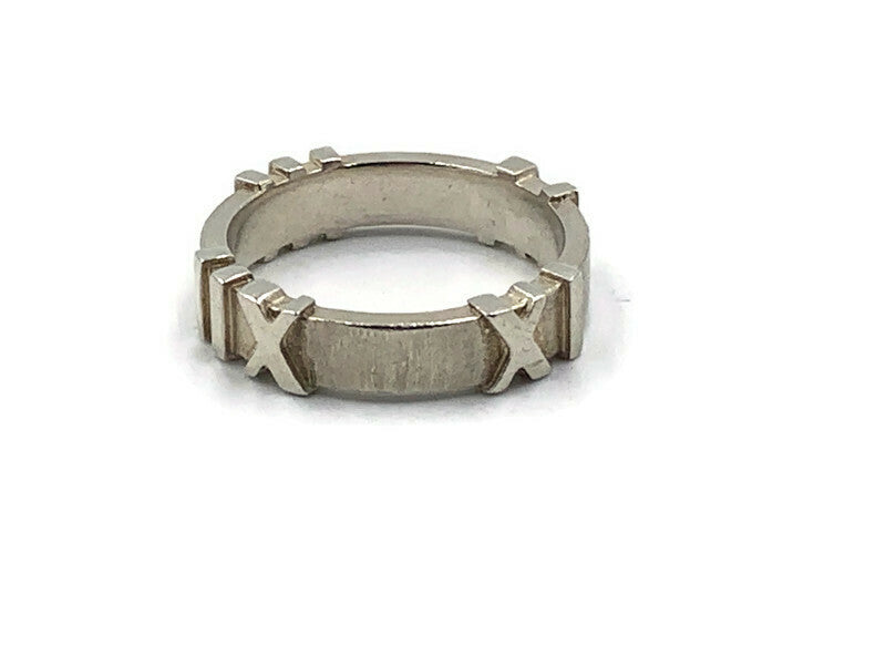 Sold-Tiffany 
Co 925 Silver Atlas Ring Size 6