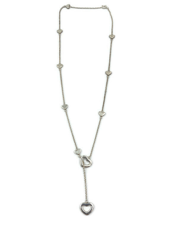 Sold-Tiffany 
Co 925 Silver Multiple Heart Lariat Necklace