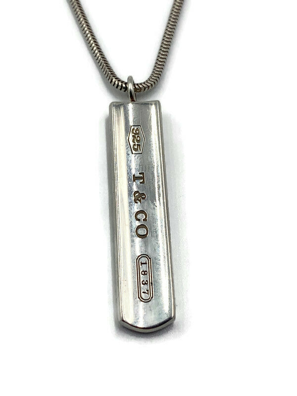 Sold-Tiffany 
Co 925 Silver Bar Pendant with Necklace