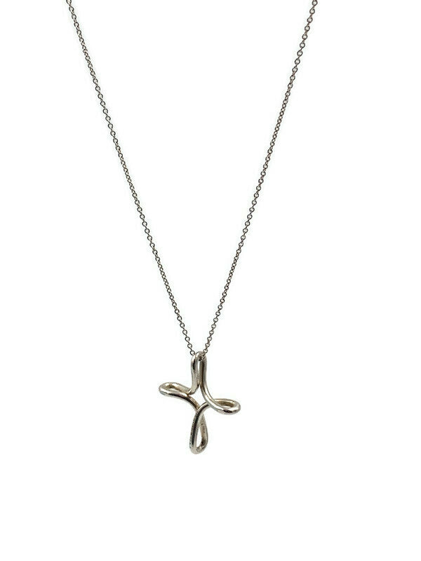 Sold-Tiffany 
Co 925 Silver Elsa Peretti Infinity Cross Pendant Necklace