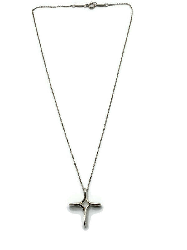 Sold-Tiffany 
Co 925 Silver Elsa Peretti Infinity Cross Pendant Necklace