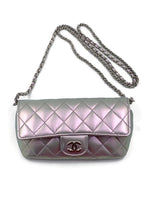 CHANEL Iridescent Purple Calfskin Mini Flap Crossbody Bag in Silver Hardware