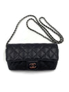 Sold-CHANEL Black Caviar Mini Flap Crossbody Bag in Silver Hardware