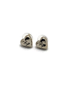 Sold-CHANEL Gold Heart Stud Earrings with CC logo