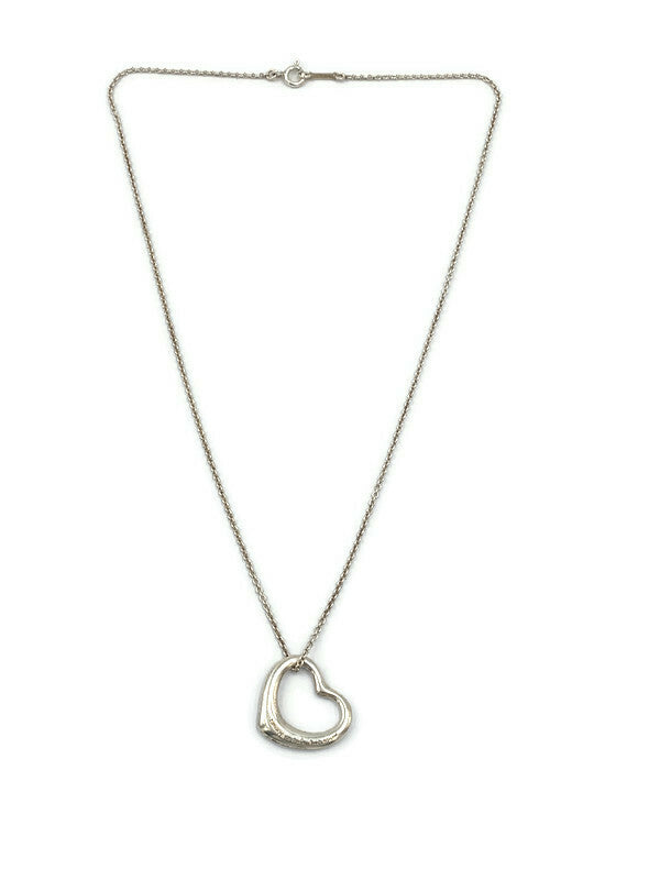 Sold-Tiffany 
Co 925 Silver Elsa Peretti Open Heart 22mm pendant Necklace