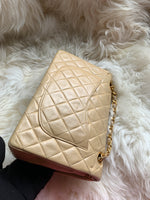 Sold-CHANEL Small Classic Double Flap Shoulder bag - Beige - Gold Hardware/Vintage