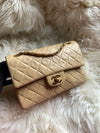 Sold-CHANEL Small Classic Double Flap Shoulder bag - Beige - Gold Hardware/Vintage