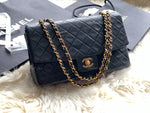 Sold-CHANEL Vintage Lambskin Medium/Large Single Flap Bag black/gold hardware