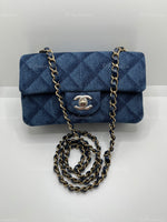 Sold-CHANEL Classic Denim Mini Rectangular Crossbody Flap Bag in Gold Hardware