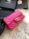 CHANEL Lambskin Chevron Mini Rectangular Pink with gold hardware