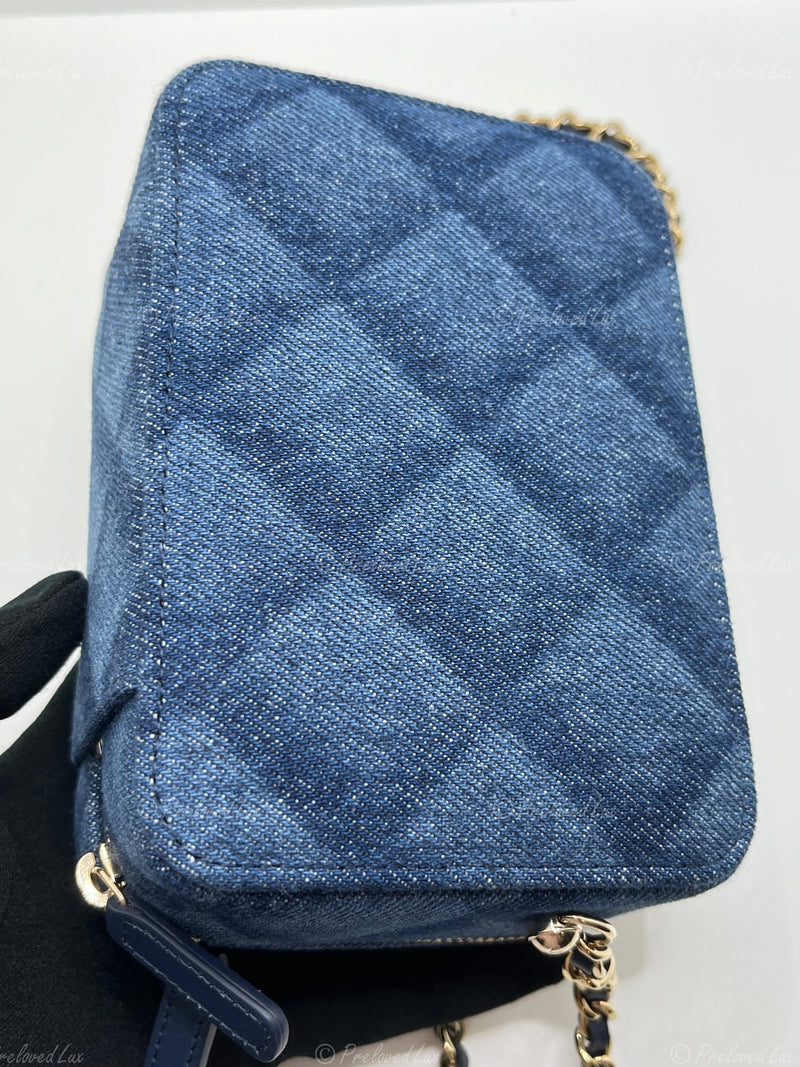 Sold-CHANEL Denim Blue Mini Camera Bag in Gold Hardware