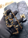 Sold-CHANEL Lambskin Double Chain Double Medium Flap Bag black/gold