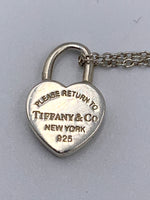 Tiffany 
Co 925 Silver Return to Tiffany Heart Lock with Necklace