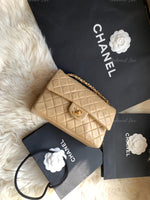 Sold-CHANEL Small Classic Double Flap Shoulder bag - Beige - Gold Hardware/Vintage