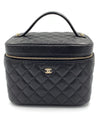 Sold-CHANEL Black Caviar Vanity Cosmetic Bag in Gold Hardware